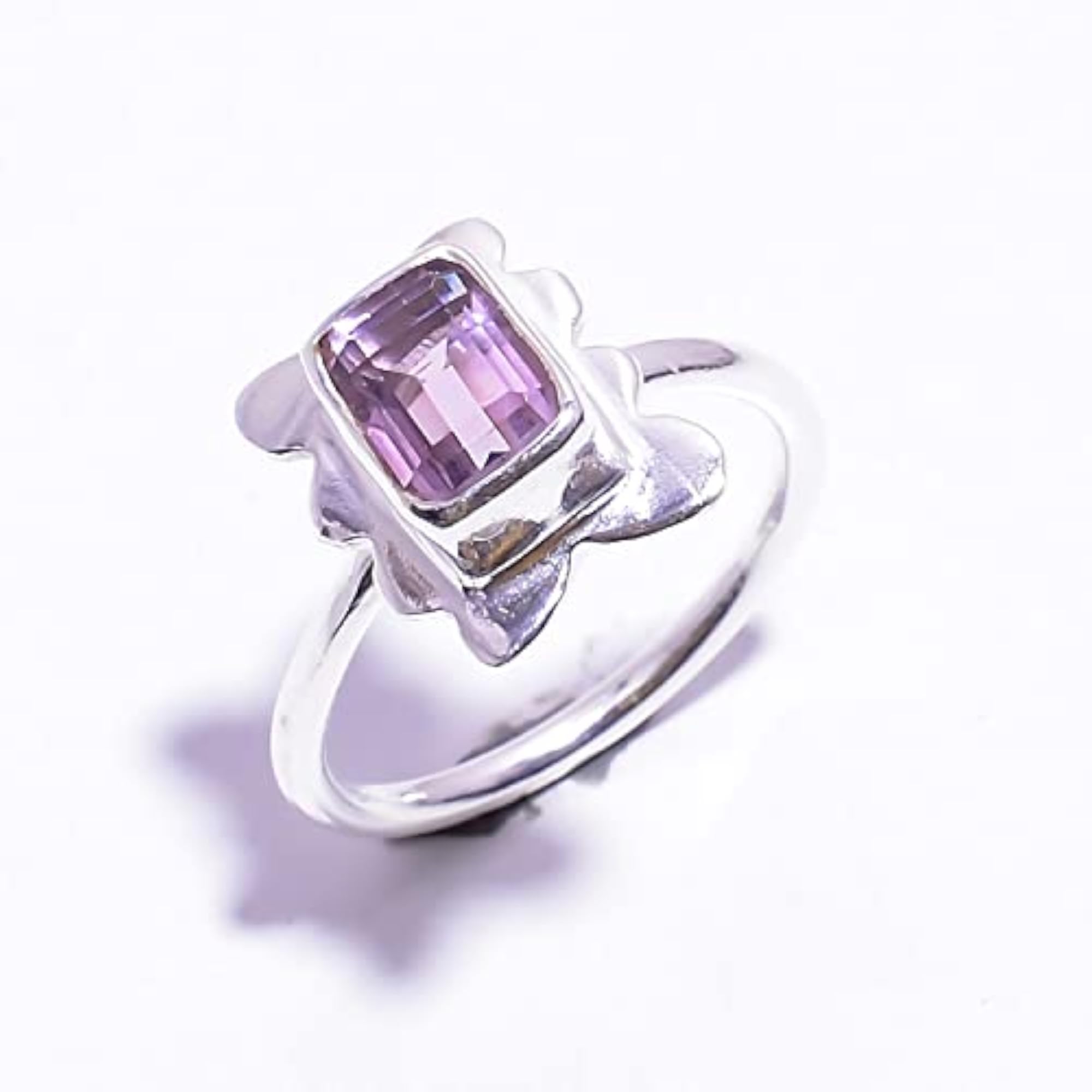 AAA+ Exclusive Amethyst Radiant Shape Gemstone 925 Sterling Ring for Children